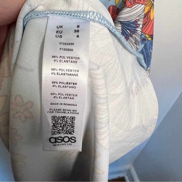 Asos Maternity One Shoulder Cape Dress Blue Floral - Picture 12 of 12